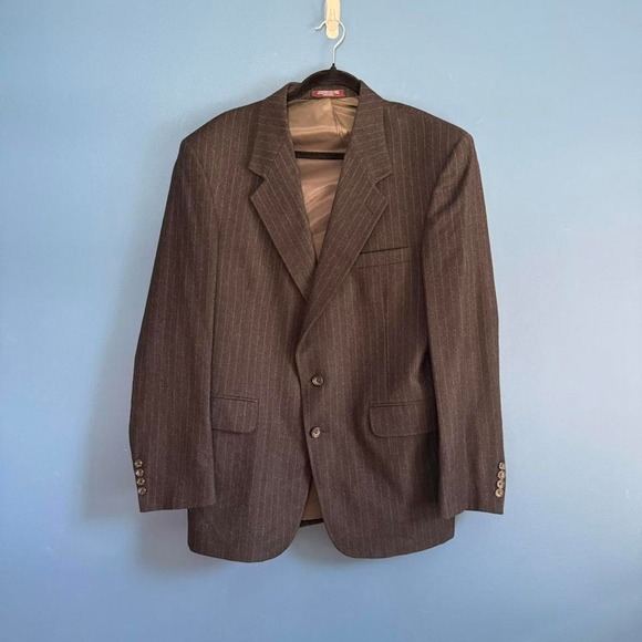 Vintage Wool Blazer Men's Size 41 Regular Evan-Picone Gray White Pinstripe Prep - Picture 1 of 8